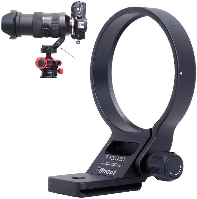 iShoot Tripod Mount Ring Lens Collar Compatible with Tamron 35-150mm f/2-2.8 Di III VXD A058 E Mount, Lens Support Holder Bracket Bottom is Arca-Swiss Fit Quick Release Plate Dovetail Groove - Image 1